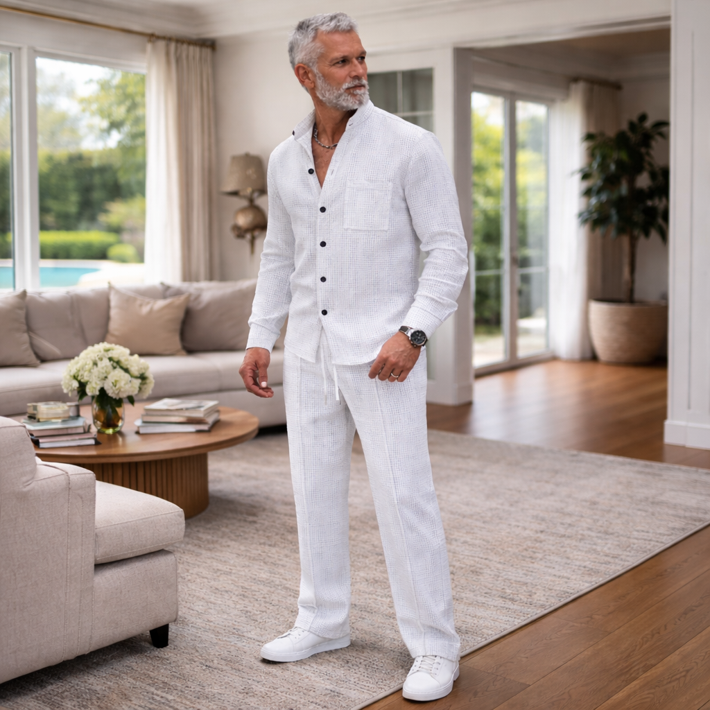 Herren Waffel-Set – Stilvoller Zweiteiler mit hohem Tragekomfort