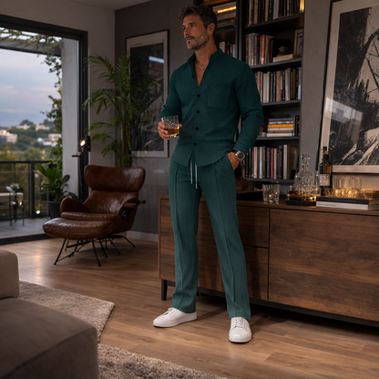 Herren Waffel-Set – Stilvoller Zweiteiler mit hohem Tragekomfort