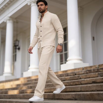 Herren Waffel-Set – Stilvoller Zweiteiler mit hohem Tragekomfort